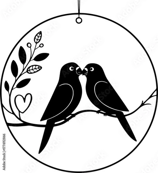 Obraz love birds circle vector