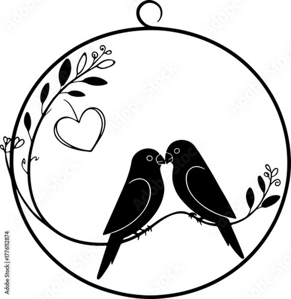 Obraz love birds circle vector