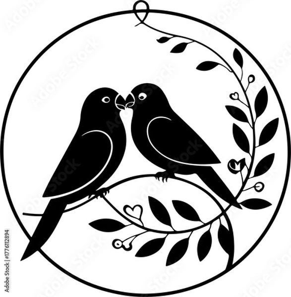 Obraz love birds circle vector