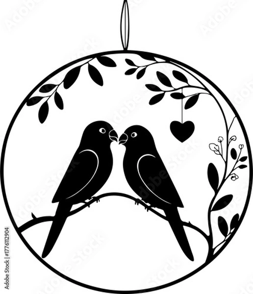 Obraz love birds circle vector