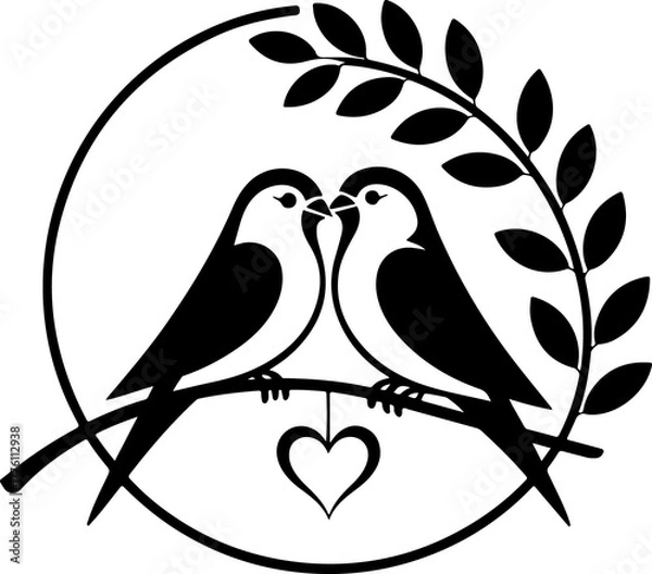 Obraz love birds circle vector