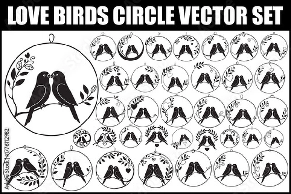 Obraz love birds circle vector