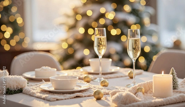 Fototapeta christmas table setting