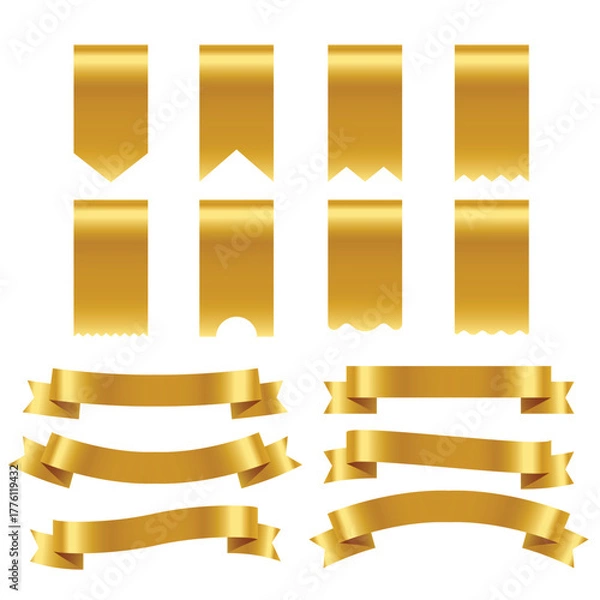 Obraz gold ribbons and labels pack