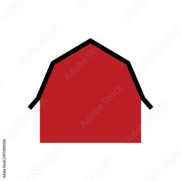 Obraz red barn icon. simple vector illustration of a traditional farm building symbolizing agriculture, livestock, and rural life