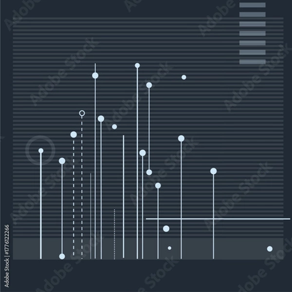 Fototapeta Futuristic Abstract Data Visualization with Geometric Nodes. Vector Design