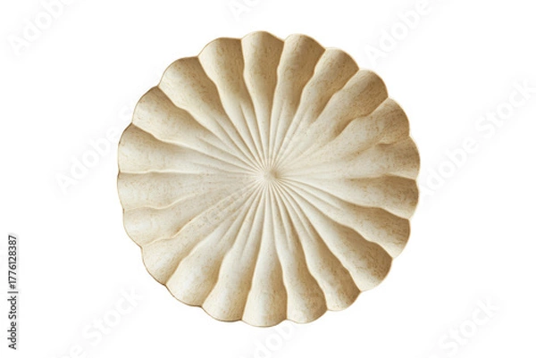Obraz Creamy seashell with radiating lines isolated on transparent background.