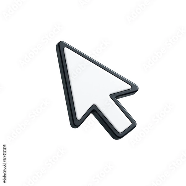 Obraz Sleek 3d mouse cursor arrow minimal white pointer png icon 