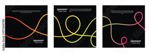 Fototapeta Color Gradient Swirl Lines. Curve Linear Shape Pattern. Vector Abstract Backgrounds with Doodle Rainbow Ribbons in eps 10.