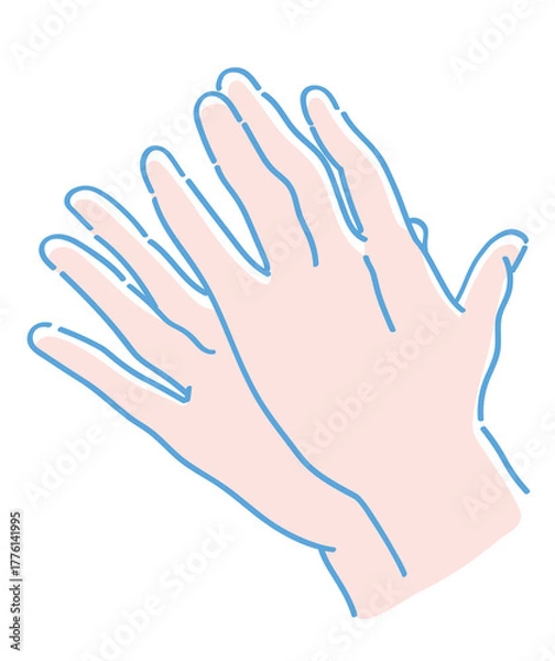 Obraz 手のジェスチャーのイラスト。手を叩く。ベクターイラスト素材。