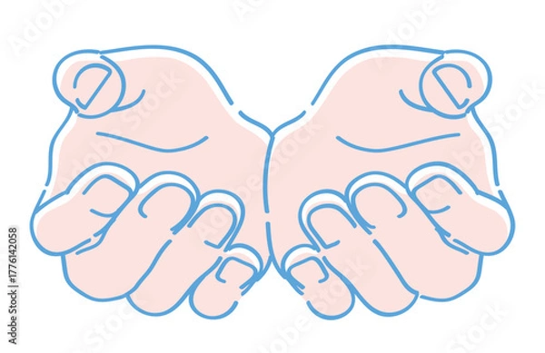 Obraz 手のジェスチャーのイラスト。カップの形。ベクターイラスト素材。