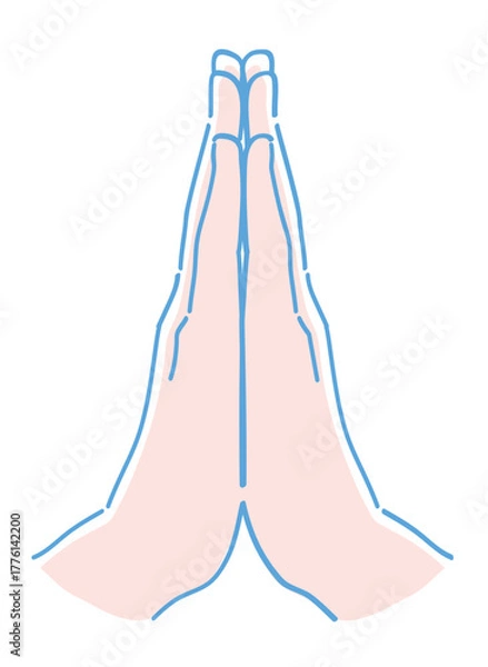 Obraz 手のジェスチャーのイラスト。手をあわせる。ベクターイラスト素材。