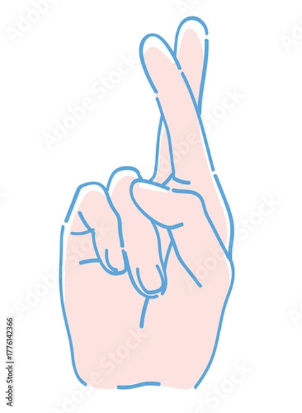 Obraz 手のジェスチャーのイラスト。グッドラック。ベクターイラスト素材。