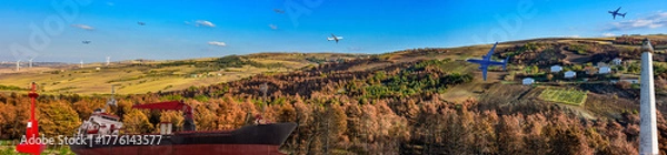 Fototapeta DREAM N°78 – The hill of crosses, surreal landscape with symbols of faith and flying figures