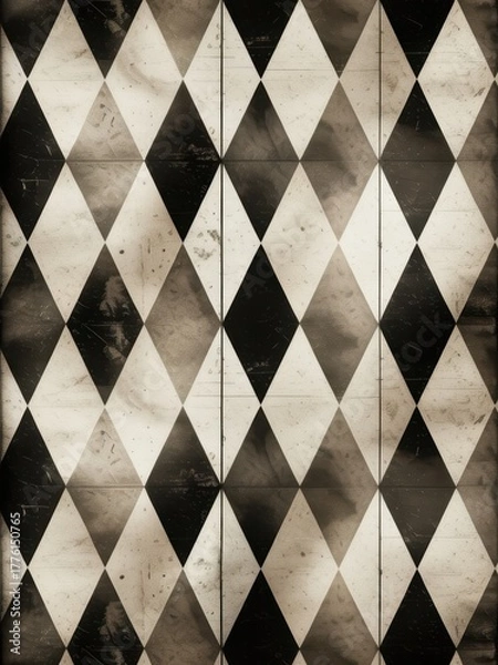 Fototapeta Weathered Harlequin Diamond Pattern with Texture