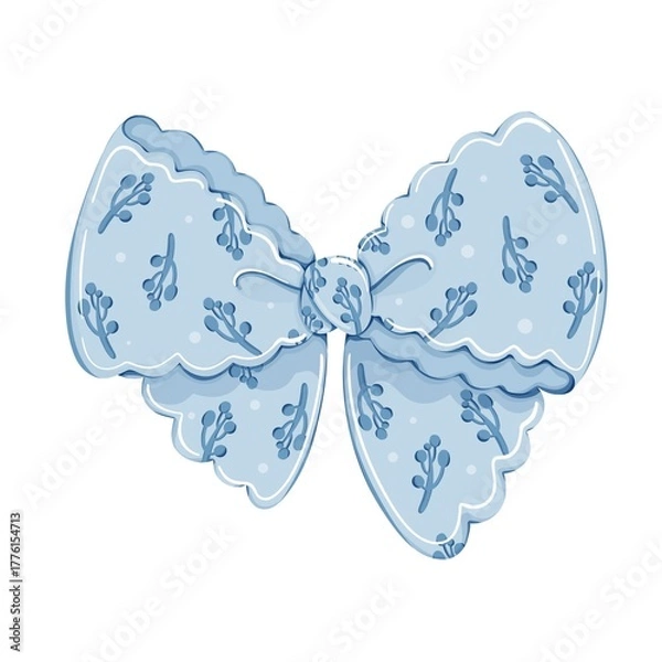 Obraz Cute Dusty Blue Floral Ribbon Bow Illustration