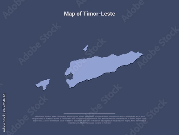 Fototapeta Map of Timor Leste, minimalistic silhouette in soft blue on dark background