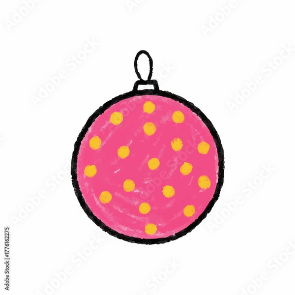 Obraz Crayon Drawing of a Pink Glitter Ornament