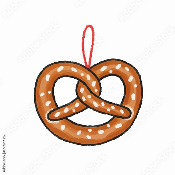 Obraz Crayon Drawing of a Pretzel Ornament