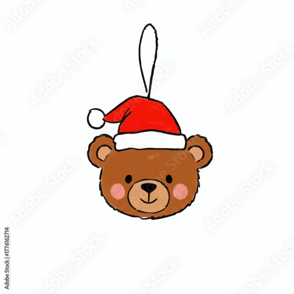 Obraz Crayon Drawing of a Teddy Bear Ornament