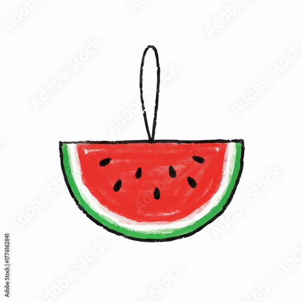 Obraz Crayon Drawing of a Watermelon Ornament