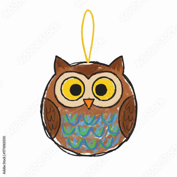 Obraz Crayon Drawing of an Owl Ornament