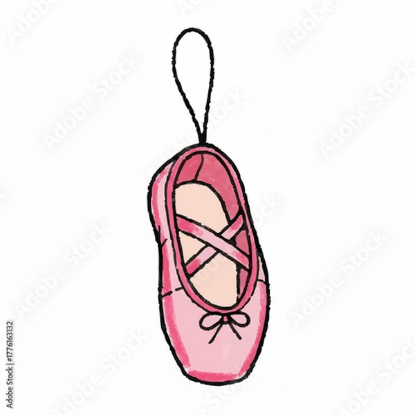 Obraz Crayon Drawing of a Ballet Slipper Ornament