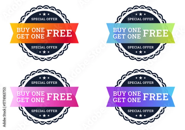 Fototapeta Buy One Get One Free Special Offer Badge Set