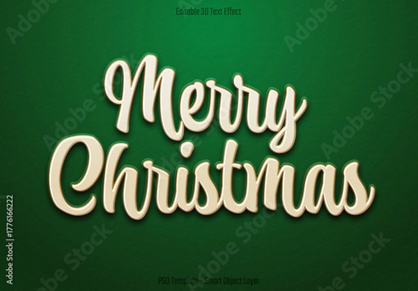Fototapeta Editable Christmas Text Effect on Green Background