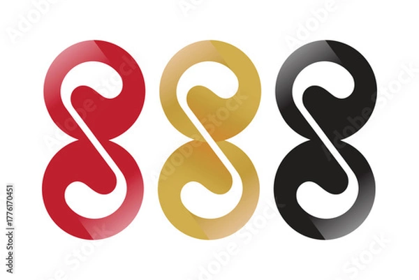 Fototapeta Abstract logo Design: A set of three modern logo concepts, each showcasing a stylized, abstract design with clean lines and gradient coloring for graphic resource. 