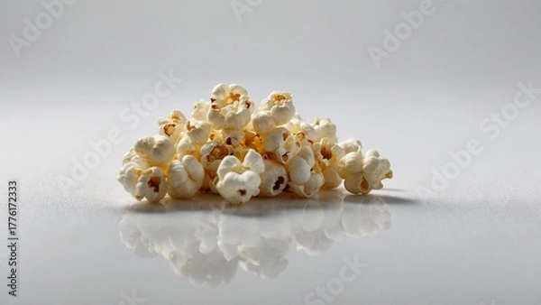 Obraz Pile of popcorn on reflective white surface
