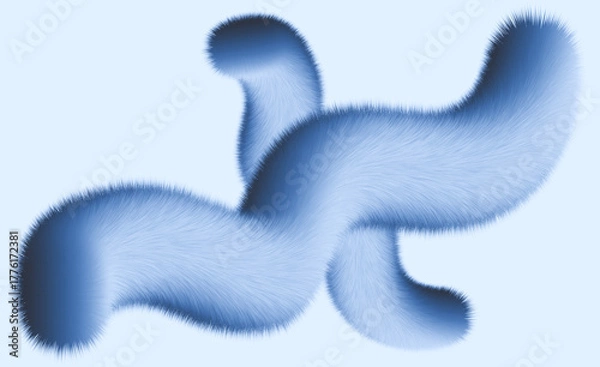 Fototapeta Abstract 3d fluffy blue fur texture. Modern wavy fluid gradient shape