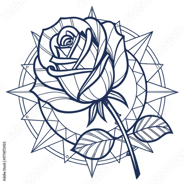 Fototapeta Crystal Faceted Rose Duotone Vector Mandala