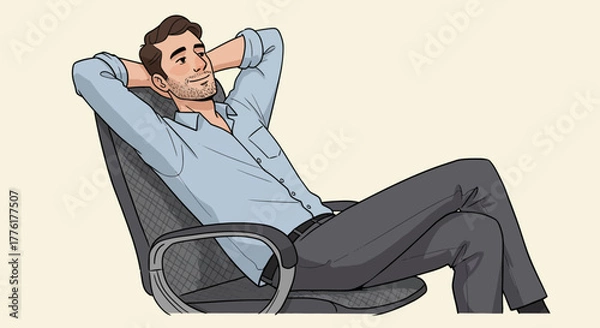 Fototapeta Relaxed Business Professional A Moment of Respite in the Office, finding inner peace