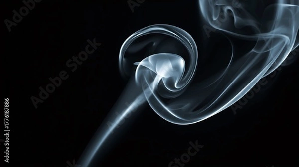 Obraz Ethereal White Smoke Plume on Black: Essential for VFX Overlays, Music Video Effects, Horror Film Atmospheres, Meditation App Visuals, and Perfume Ad Graphics