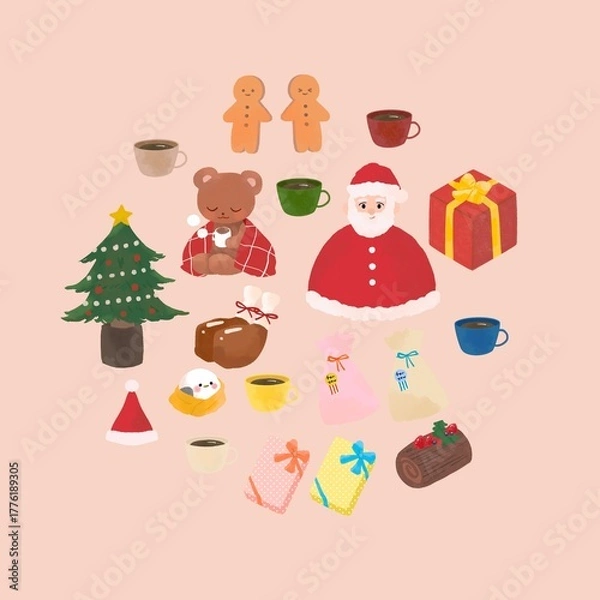 Fototapeta クリスマスのイラスト素材セット