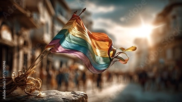 Obraz fluttering rainbow pride flag