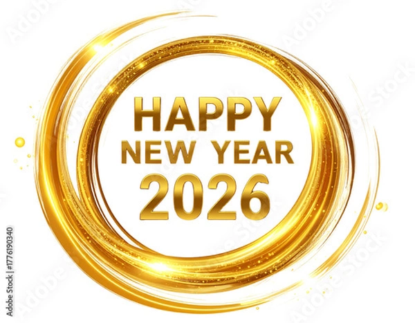 Obraz  Modern 2026 New Year Greeting in Gold with Glitter Outline