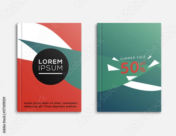 Fototapeta Abstract Design Business brochure, flyer and cover layout template flyer, geometric shapes and folding, vector illustrator