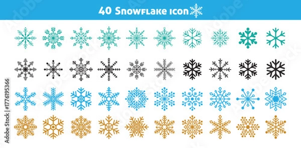 Fototapeta Snowflake icons snow vector set. Snowflake vector icon. Winter snow symbol. Vector illustration eps 10