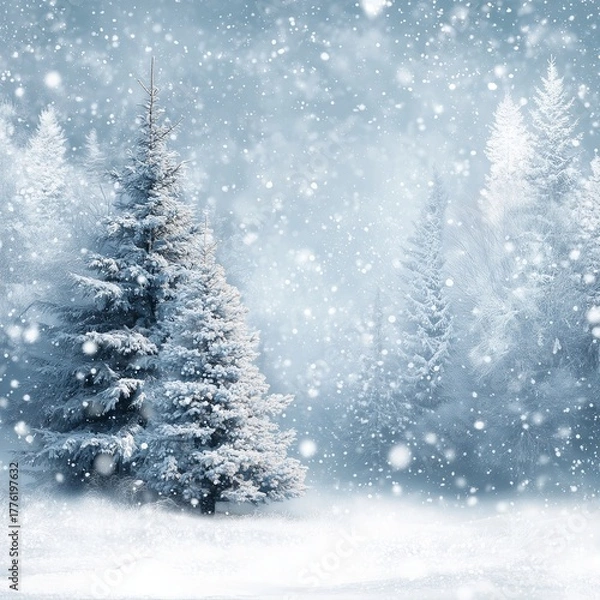 Fototapeta Winter Wonderland with Snow Covered Trees