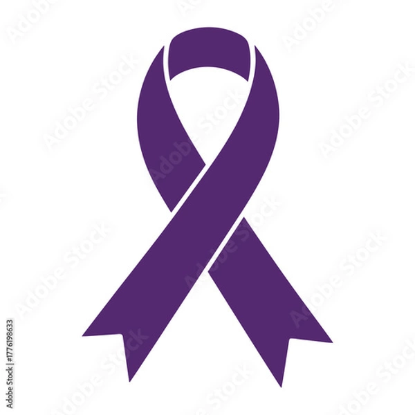 Obraz A simple bold purple awareness ribbon symbolizing support for various causes and campaigns