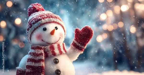 Obraz Cheerful Snowman in Winter Wonderland