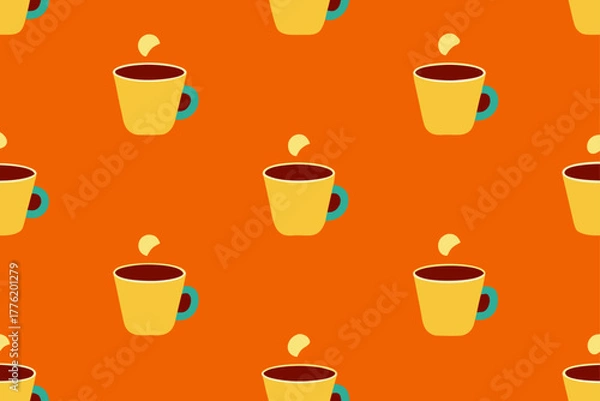 Fototapeta Coffee Cups Repeating Background Design
