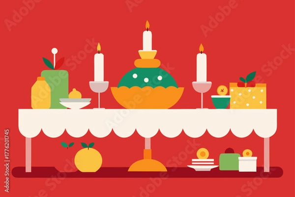 Fototapeta Festive Feast Table Background Design