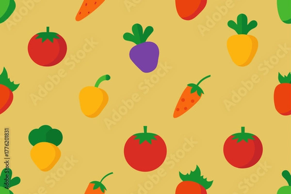 Fototapeta Fresh Vegetable Pattern Background Design
