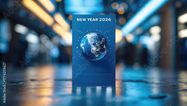 Obraz New Year 2026 with a Global Design and Earth in the Foreground