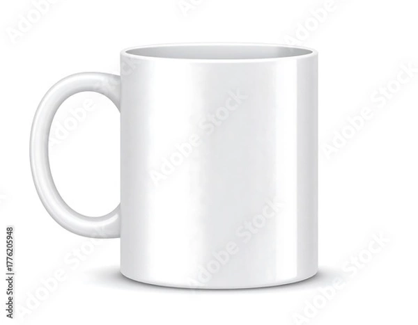 Obraz A photorealistic, plain white ceramic mug isolated against a white background