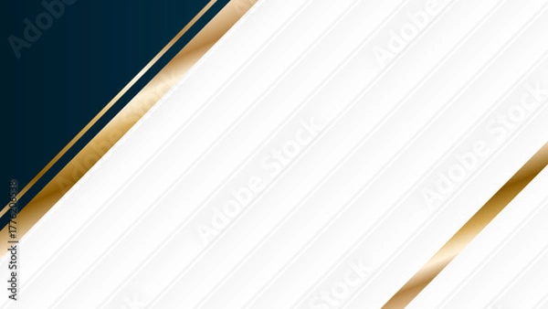 Fototapeta 白いストライプとゴールドラインの背景