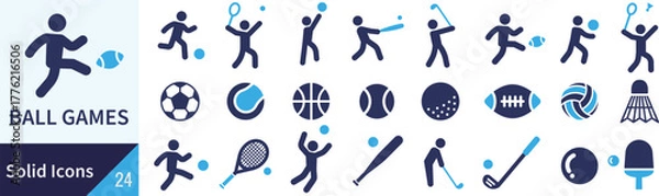 Obraz ベクターの球技スポーツに関するシルエットアイコンセット
